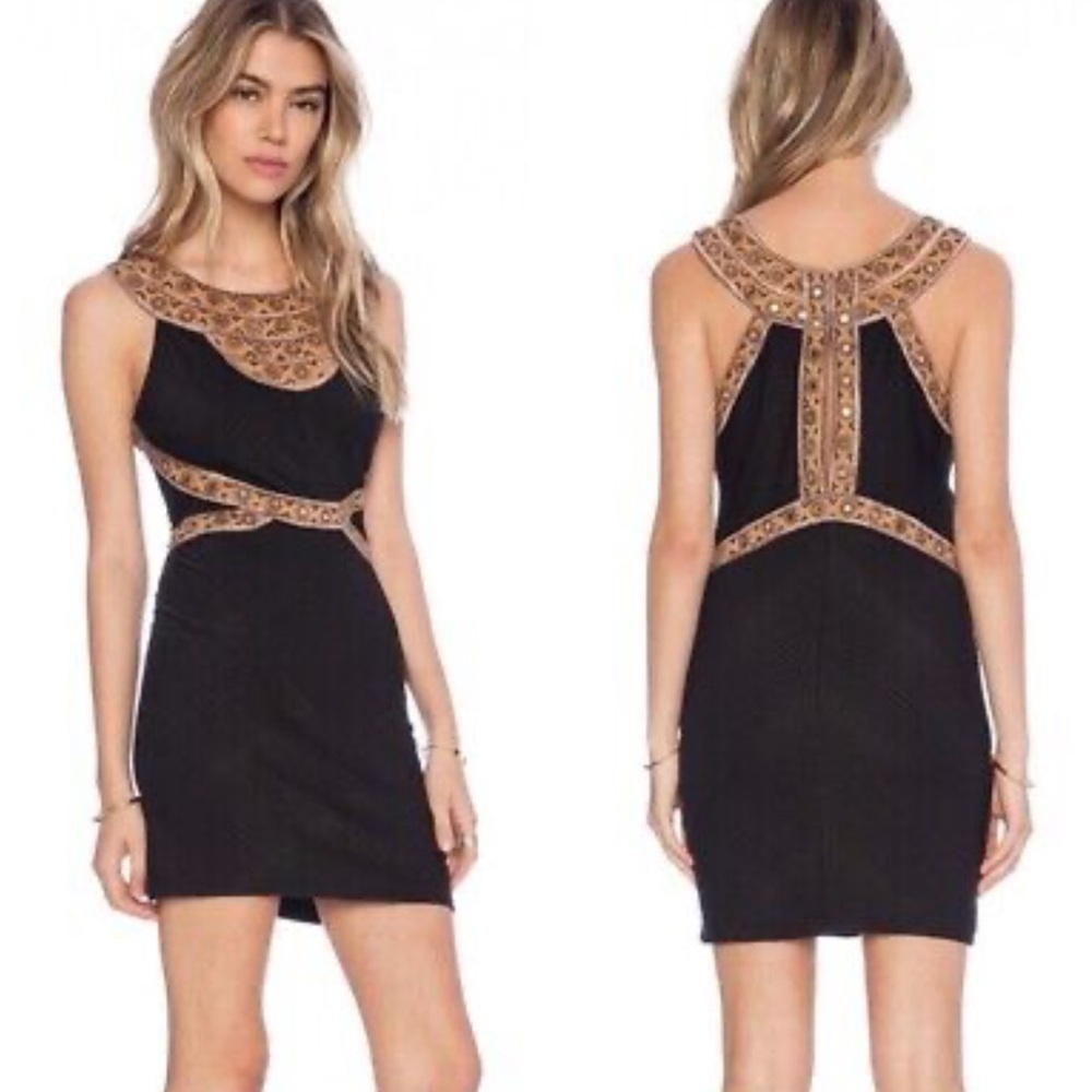 NWT Free People Black and gold Dress